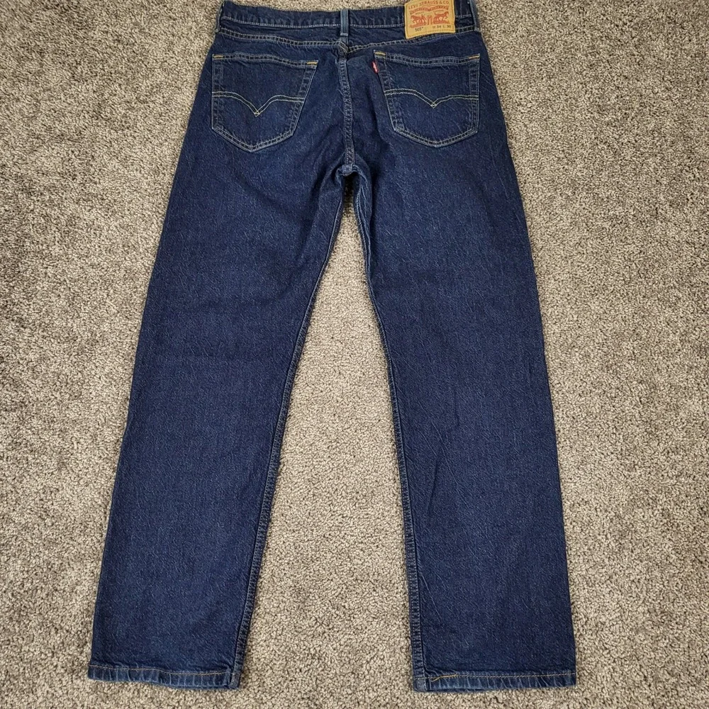 Levi's 505 Regular Fit Jeans Mens 34x30 Dark Blue Excellent Straight Leg Denim